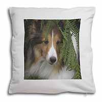 Shetland Sheepdog Soft White Velvet Feel Scatter Cushion