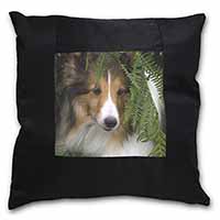 Shetland Sheepdog Black Satin Feel Scatter Cushion