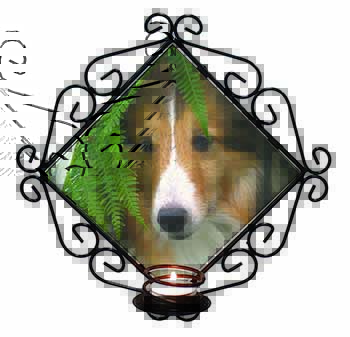 Shetland Sheepdog Wrought Iron Wall Art Candle Holder