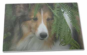 Large Glass Cutting Chopping Board Shetland Sheepdog