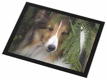 Shetland Sheepdog Black Rim High Quality Glass Placemat