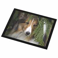 Shetland Sheepdog Black Rim High Quality Glass Placemat