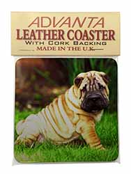 Cute Shar-Pei Dog Single Leather Photo Coaster