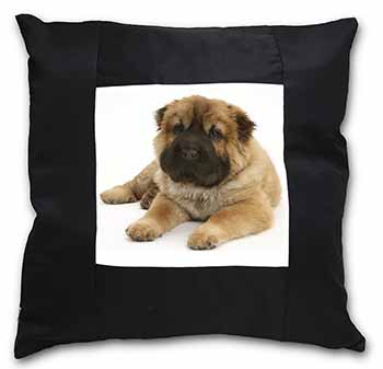 Bear Coated Shar-Pei Puppy Dog Black Satin Feel Scatter Cushion