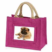 Bear Coated Shar-Pei Puppy Dog Little Girls Small Pink Jute Shopping Bag