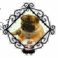 Bear Coated Shar-Pei Puppy Dog Wrought Iron Wall Art Candle Holder