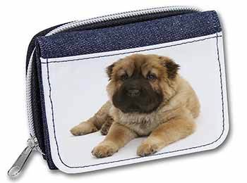 Bear Coated Shar-Pei Puppy Dog Unisex Denim Purse Wallet