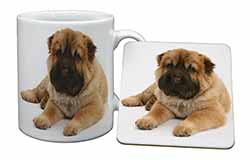 Bear Coated Shar-Pei Puppy Dog Mug and Coaster Set