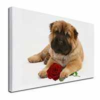 Shar Pei Dog with Red Rose Canvas X-Large 30"x20" Wall Art Print