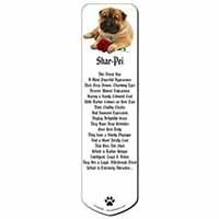 Shar Pei Dog with Red Rose Bookmark, Book mark, Printed full colour