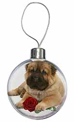 Shar Pei Dog with Red Rose Christmas Bauble