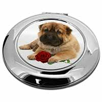 Shar Pei Dog with Red Rose Make-Up Round Compact Mirror