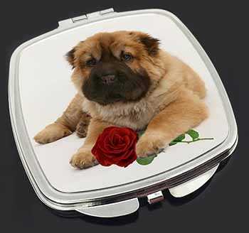Shar Pei Dog with Red Rose Make-Up Compact Mirror
