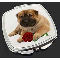 Shar Pei Dog with Red Rose Make-Up Compact Mirror