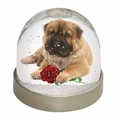 Shar Pei Dog with Red Rose Snow Globe Photo Waterball