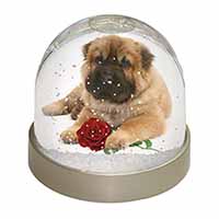 Shar Pei Dog with Red Rose Snow Globe Photo Waterball