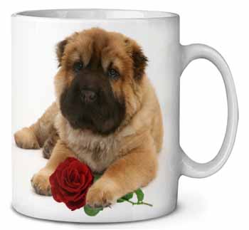 Shar Pei Dog with Red Rose Ceramic 10oz Coffee Mug/Tea Cup