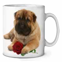 Shar Pei Dog with Red Rose Ceramic 10oz Coffee Mug/Tea Cup