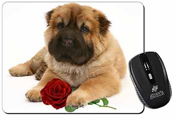 Shar Pei Dog with Red Rose Computer Mouse Mat