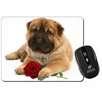 Shar Pei Dog with Red Rose Computer Mouse Mat
