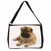 Bear Coated Shar-Pei Puppy Dog Large Black Laptop Shoulder Bag School/College