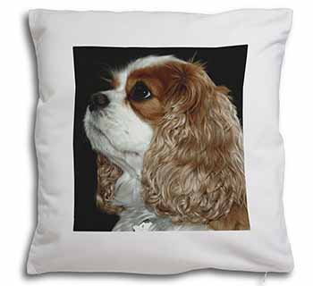 Blenheim King Charles Spaniel Soft White Velvet Feel Scatter Cushion