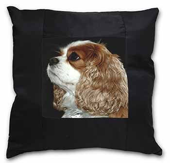 Blenheim King Charles Spaniel Black Satin Feel Scatter Cushion