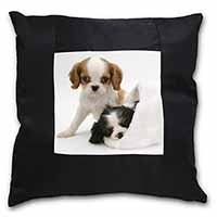 Cavalier King Charles Spaniels Black Satin Feel Scatter Cushion