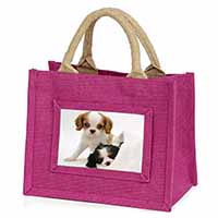 Cavalier King Charles Spaniels Little Girls Small Pink Jute Shopping Bag