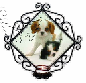 Cavalier King Charles Spaniels Wrought Iron Wall Art Candle Holder
