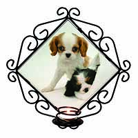 Cavalier King Charles Spaniels Wrought Iron Wall Art Candle Holder