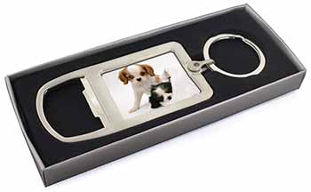 Cavalier King Charles Spaniels Chrome Metal Bottle Opener Keyring in Box