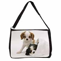 Cavalier King Charles Spaniels Large Black Laptop Shoulder Bag School/College