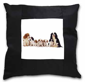 King Charles Spaniel Dogs Black Satin Feel Scatter Cushion