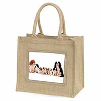 King Charles Spaniel Dogs Natural/Beige Jute Large Shopping Bag