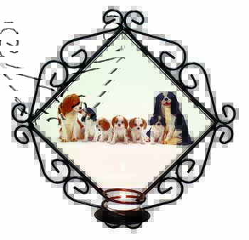 King Charles Spaniel Dogs Wrought Iron Wall Art Candle Holder