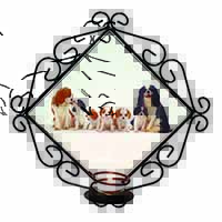 King Charles Spaniel Dogs Wrought Iron Wall Art Candle Holder