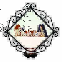 King Charles Spaniel Dogs Wrought Iron Wall Art Candle Holder