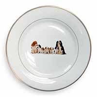 King Charles Spaniel Dogs Gold Rim Plate Printed Full Colour in Gift Box