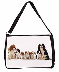 King Charles Spaniel Dogs Large Black Laptop Shoulder Bag School/College