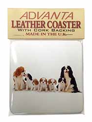 King Charles Spaniel Dogs Single Leather Photo Coaster
