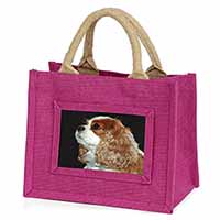 Blenheim King Charles Spaniel Little Girls Small Pink Jute Shopping Bag