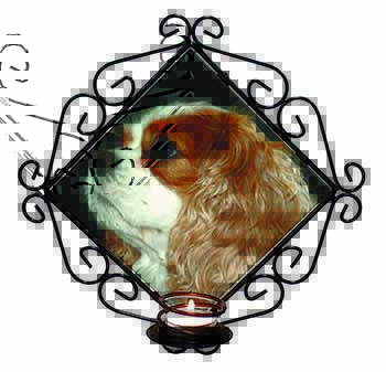 Blenheim King Charles Spaniel Wrought Iron Wall Art Candle Holder