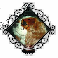 Blenheim King Charles Spaniel Wrought Iron Wall Art Candle Holder