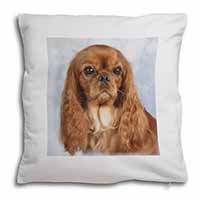 Ruby King Charles Spaniel Dog Soft White Velvet Feel Scatter Cushion