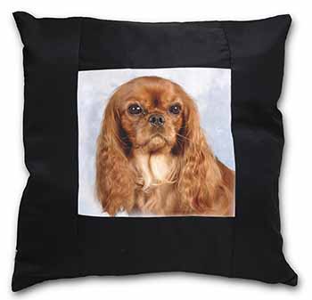 Ruby King Charles Spaniel Dog Black Satin Feel Scatter Cushion