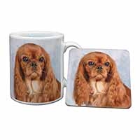 Ruby King Charles Spaniel Dog Mug and Coaster Set