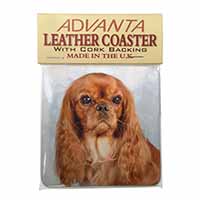Ruby King Charles Spaniel Dog Single Leather Photo Coaster