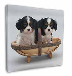 King Charles Spaniel Puppy Dogs Square Canvas 12"x12" Wall Art Picture Print