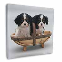 King Charles Spaniel Puppy Dogs Square Canvas 12"x12" Wall Art Picture Print